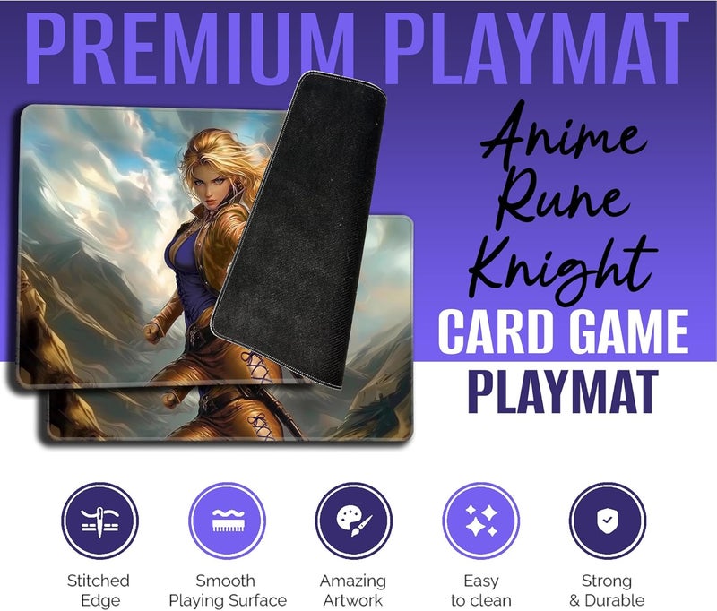 Digital Sorcery Studio Store حصيرة لعبة الورق - حافة مخيطة فاخرة - مثالية لطرز MTG Commander (فارس الرون الأنمي) - Image 2
